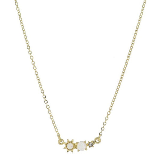 Gold Starburst White Opal Necklace