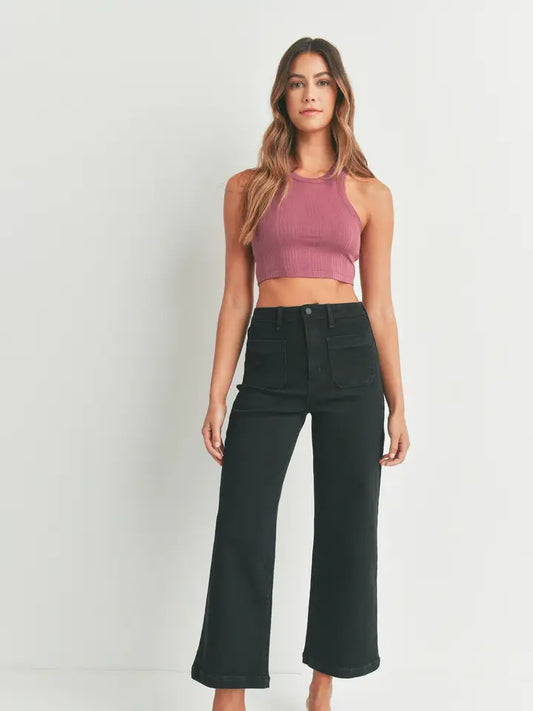 Black Patch Pocket Wide Leg