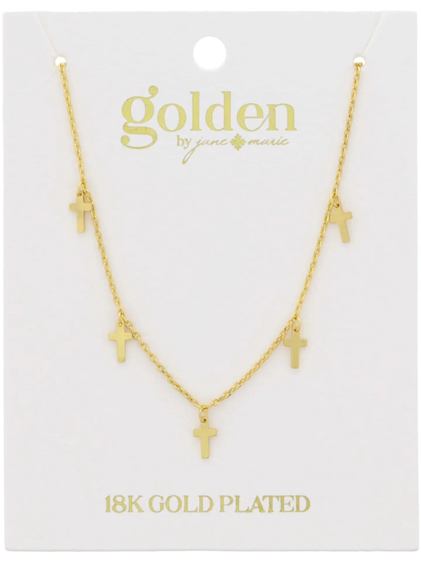 18K Gold Plated Multi Mini Gold Cross Stations Necklace