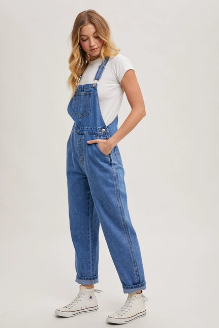 Denim Straight Leg Overalls Jumpsuit