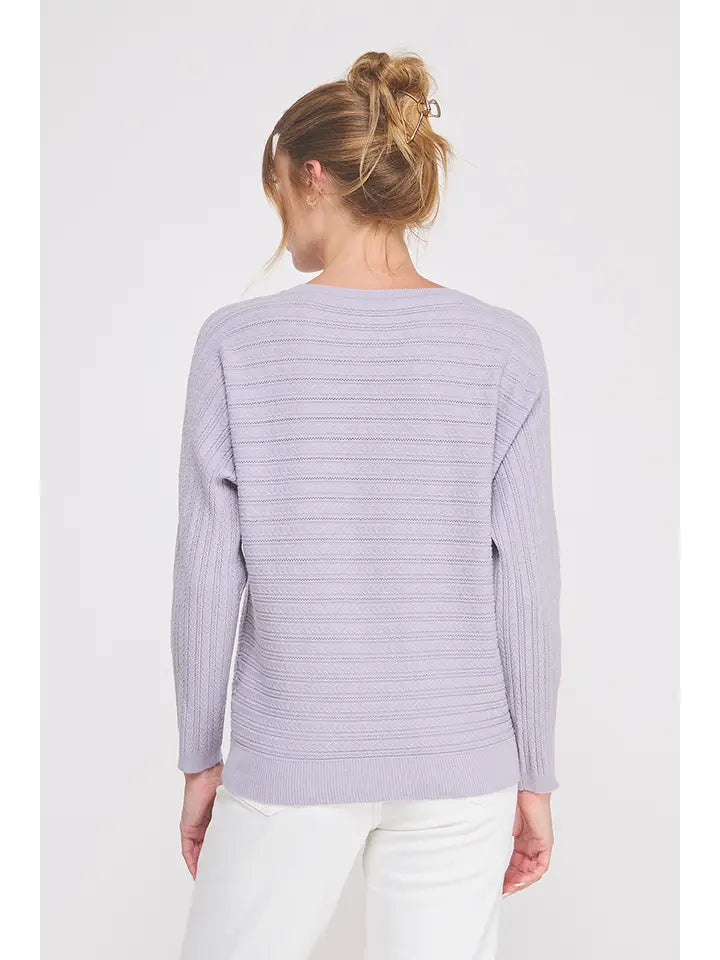 Dusty Lilac Braided Pointelle Sweater