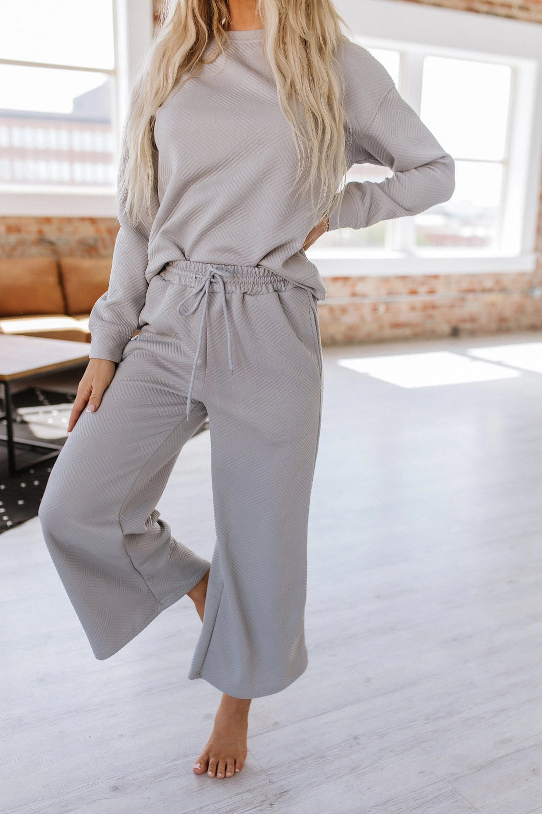 Textured Long Sleeve Set