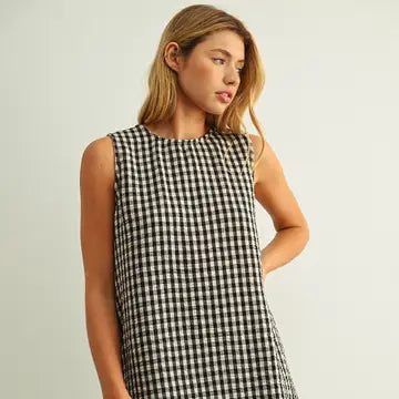 Black/Cream Gingham Dress