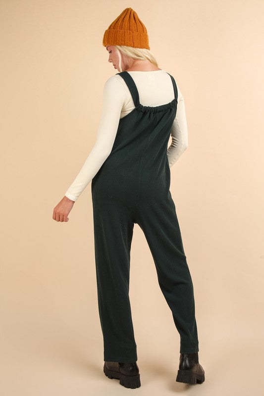 Denim Knit Jumpsuit w/Pockets