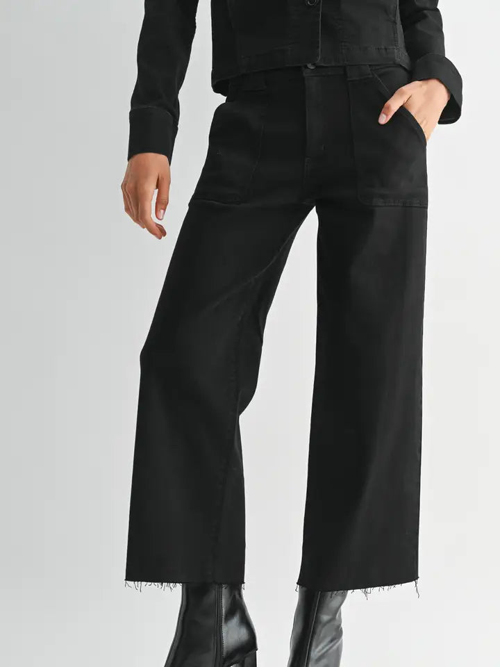 Black Petite Palazzo Jean