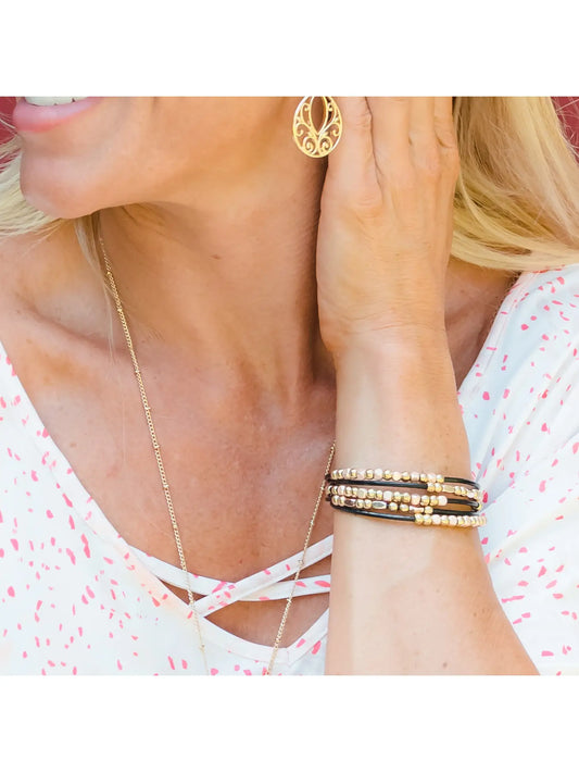 Layered Black & Rose Gold Magnetic Clasp Bracelet