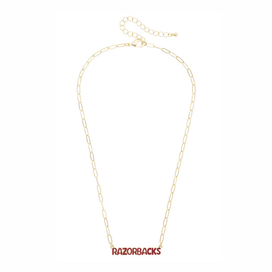 Arkansas Razorbacks Puffy Nameplate Necklace