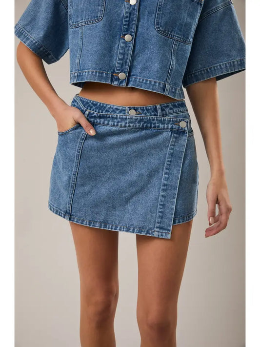 Denim Wrap Skort