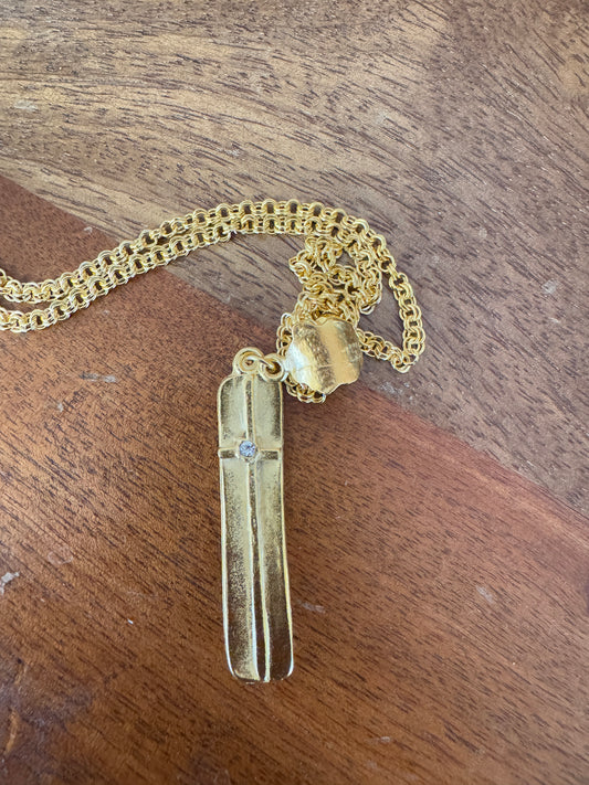 Tag Cross w/Cz Necklace