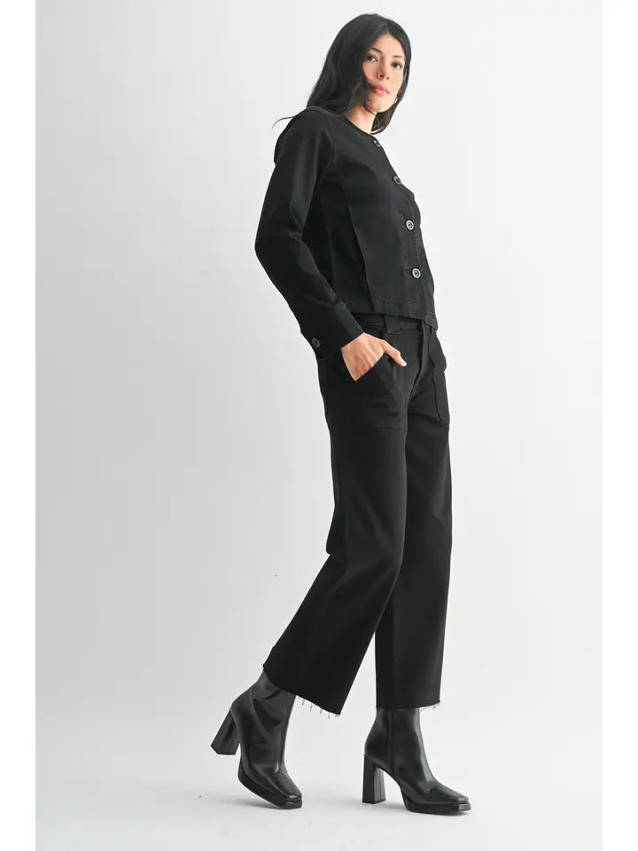 Black Petite Palazzo Jean