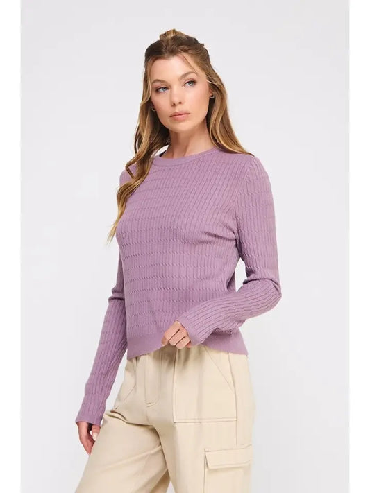 Orchid Tight Cable Knit Sweater