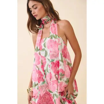 Peony Strapless Maxi Dress With Scarf