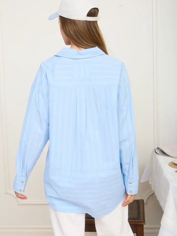 Light Blue Stripe Long Sleeve Shirt