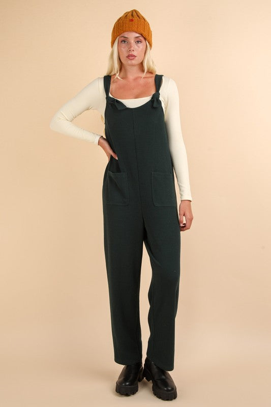 Denim Knit Jumpsuit w/Pockets