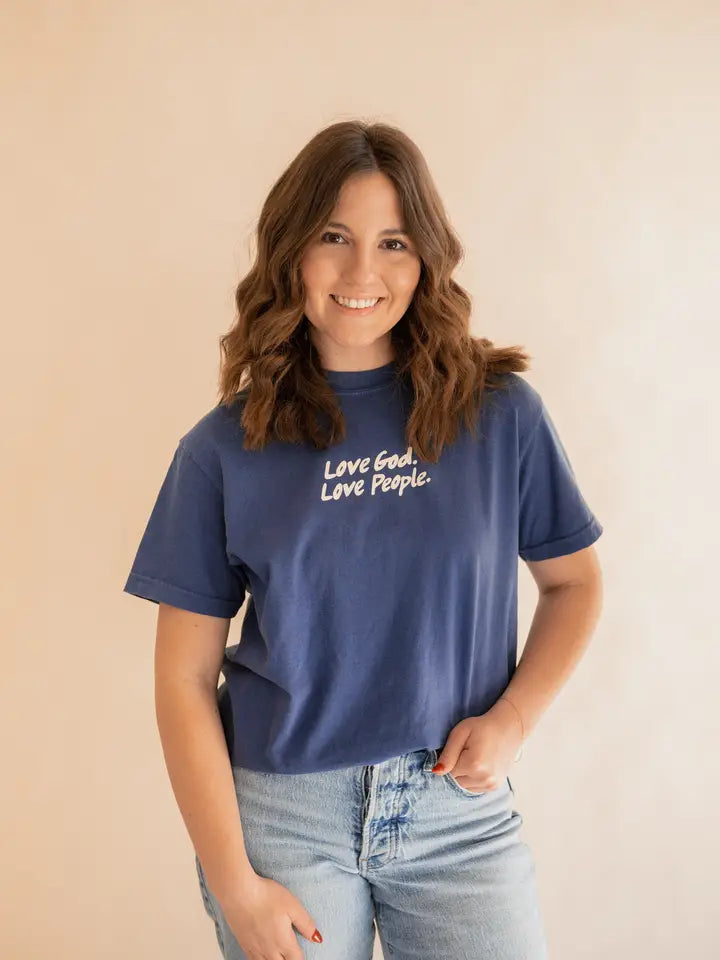 Love God Love People Tee- Classic Blue