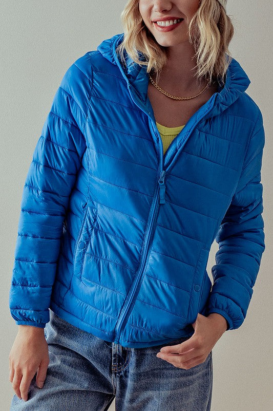 Blue Quilted Puff Jacket