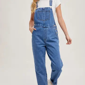 Denim Straight Leg Overalls Jumpsuit