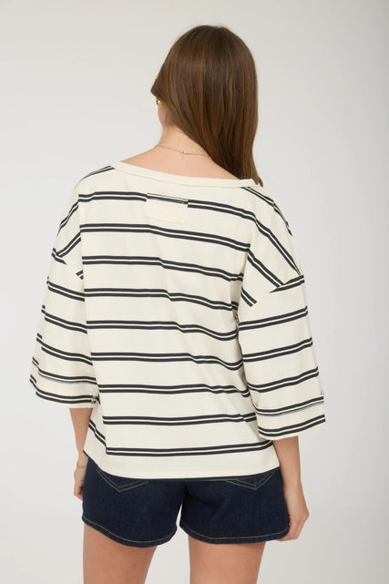 Cream Stripe Oversized Top