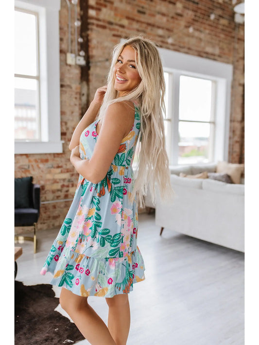 Aqua Forest Mini Dress