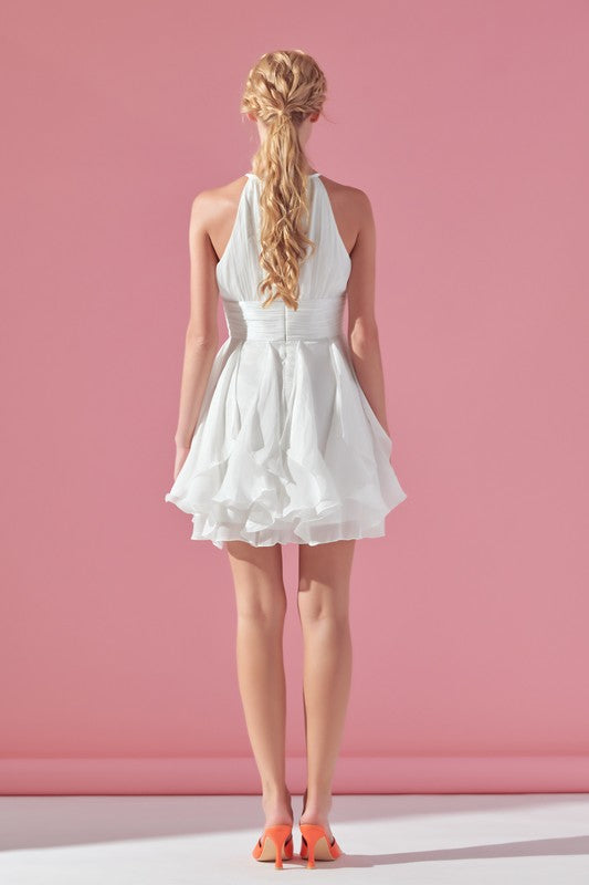 Cloud Halter Ruffle Dress