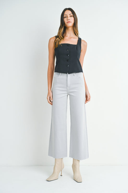 Light Gray Scissor Cut Wide Leg