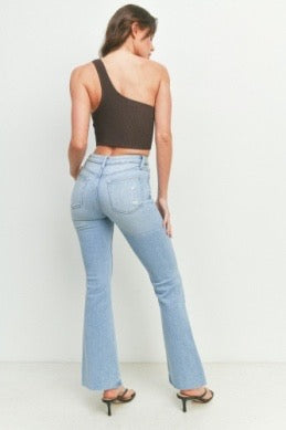 Light Denim Flare with Hem Detail