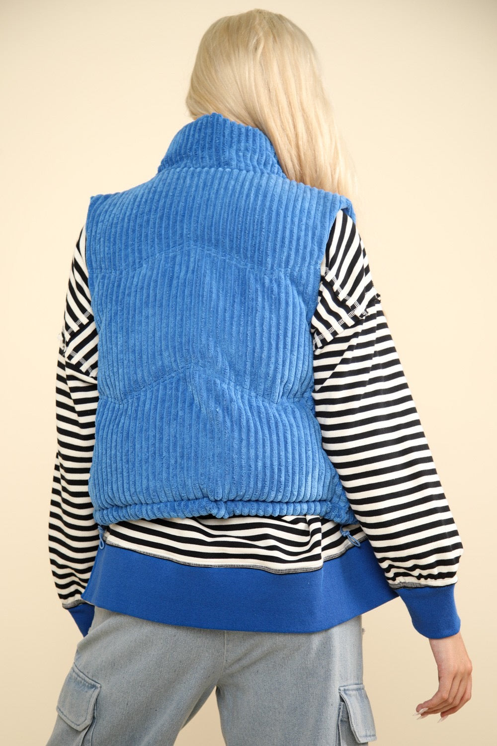 Blue Corduroy Puffer Vest