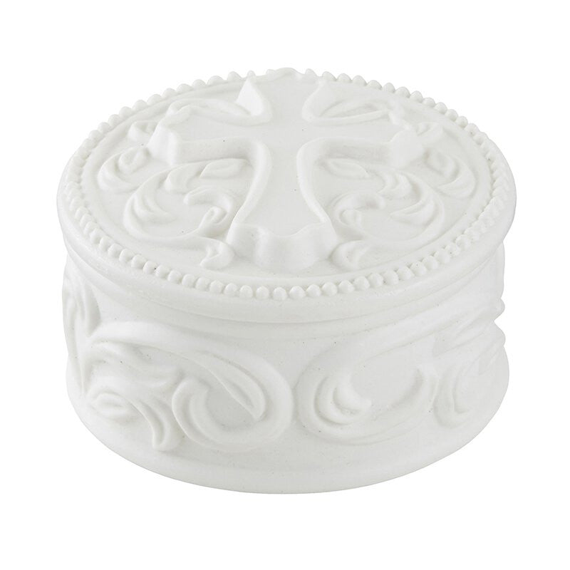 Round Cross Porcelain Rosary Box
