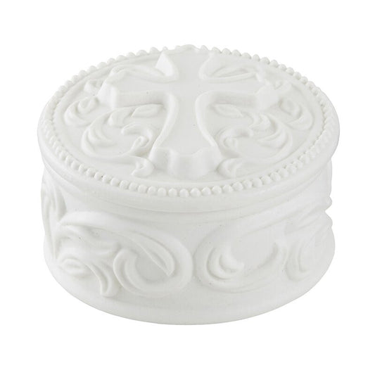 Round Cross Porcelain Rosary Box
