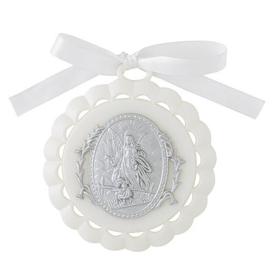 White Guardian Angel Crib Medal