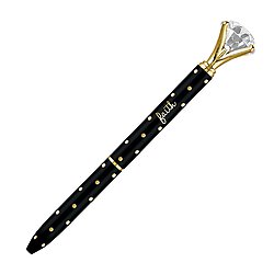 Gem Pen - Black with Gold Polka Dots - Faith