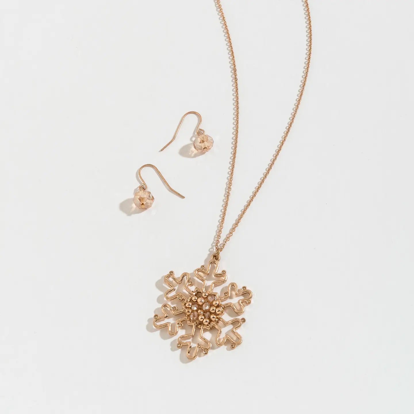 Snowflake Beaded Christmas Necklace and Earring Set