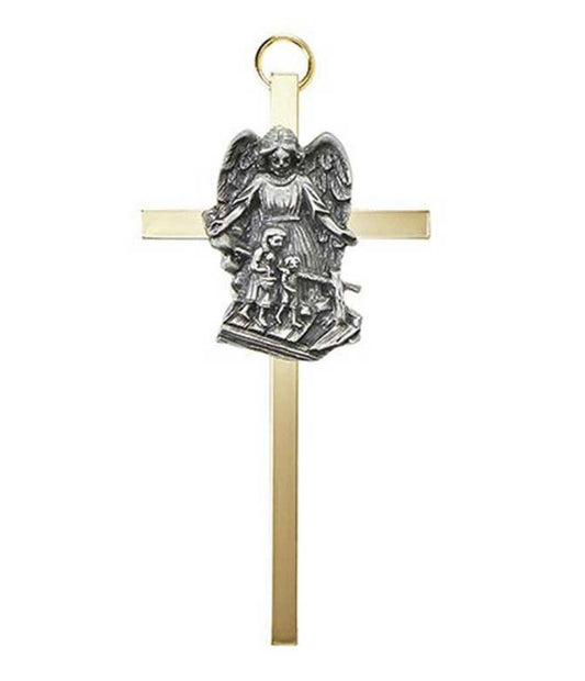 4.25” Guardian Angel Brass Cross