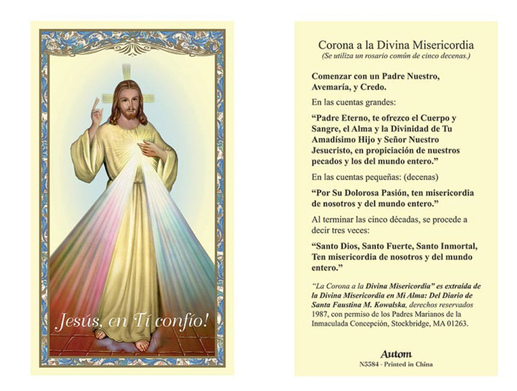 Divine Mercy Spanish Laminated Holy Card