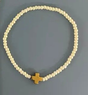 Glass Seed Bead Cross Bracelet