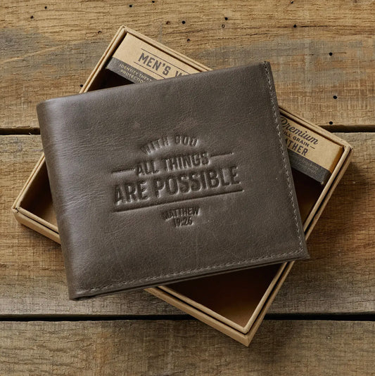 Wallet Leather With God All Things Are Possible Matt.19:26