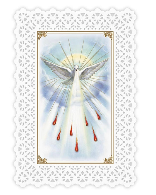 Confirmation/Come Holy Spirit Laminated Lace Holy Card