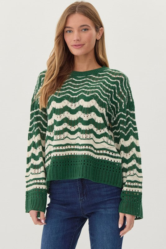 Hunter Green Pattern Knit Pullover