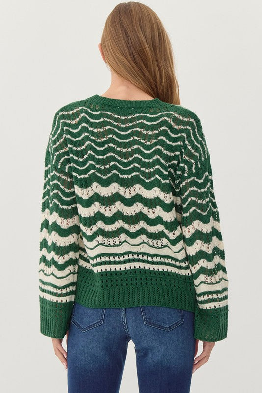 Hunter Green Pattern Knit Pullover