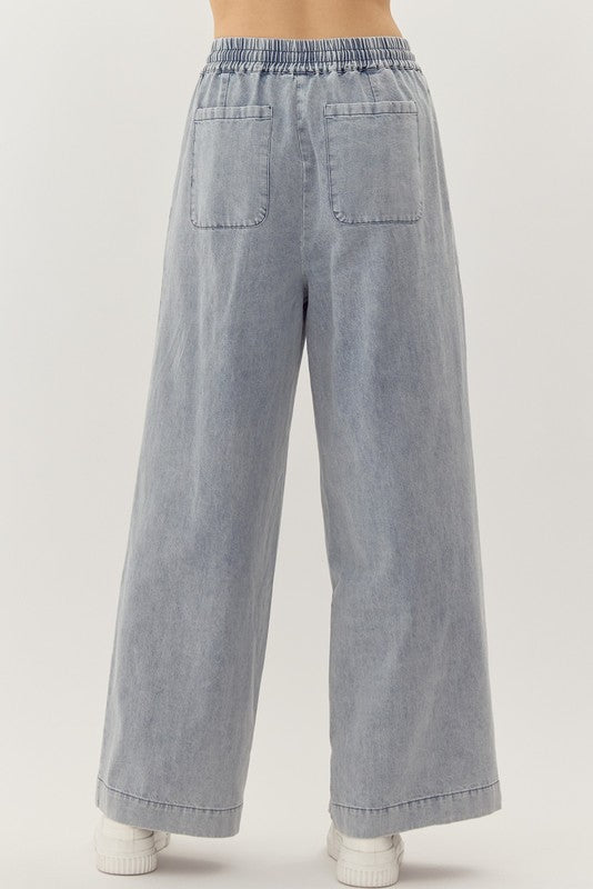 Denim Drawstring Waist Pants