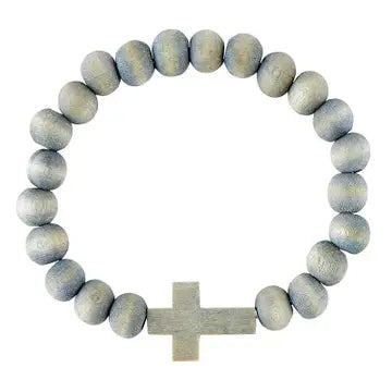 Wood Bead Bracelet- Grey