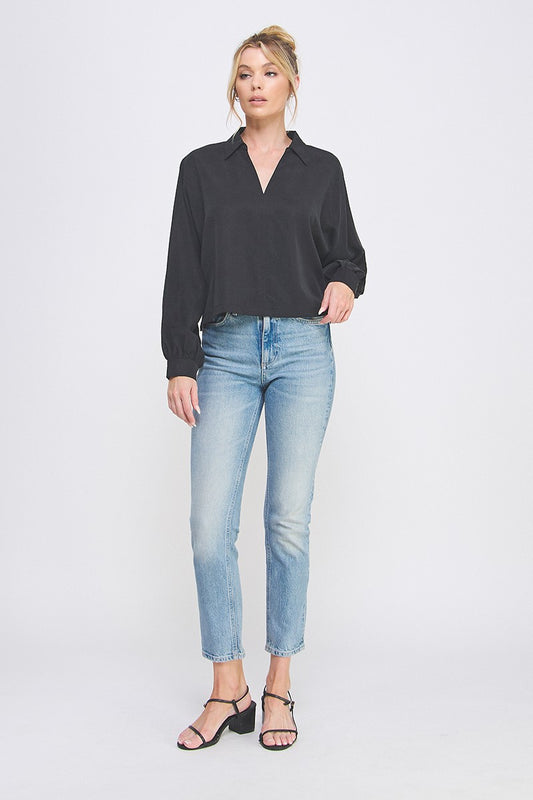 Black Dolman Collared Blouse