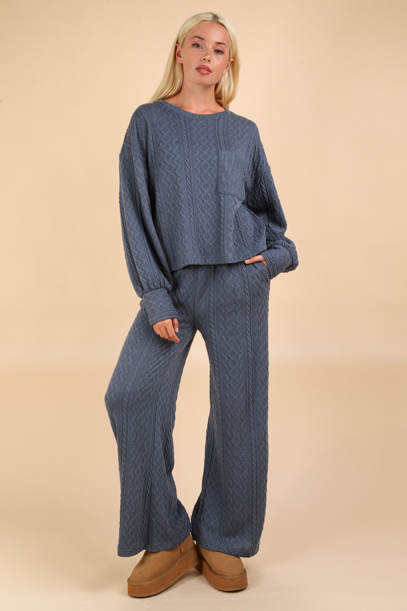 Denim Cable Knit Set