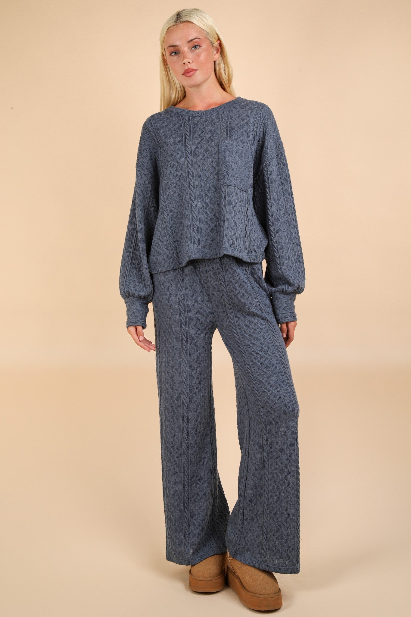 Denim Cable Knit Set