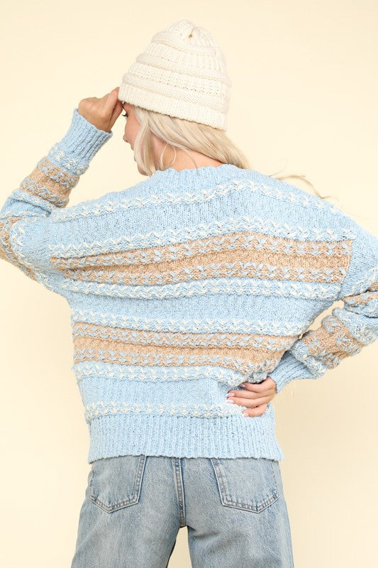 Blue Mix Fuzzy Knit Sweater