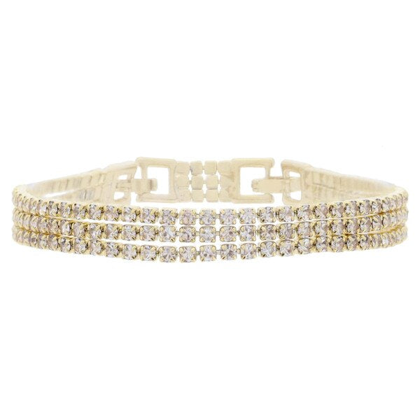 18K Gold Plated 3 Strand Cubic Zirconia Bracelet