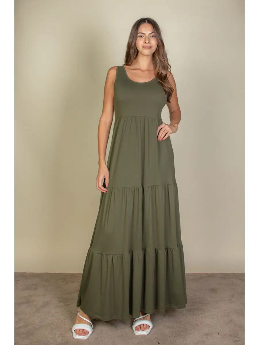 Solid Layered Hem Dress