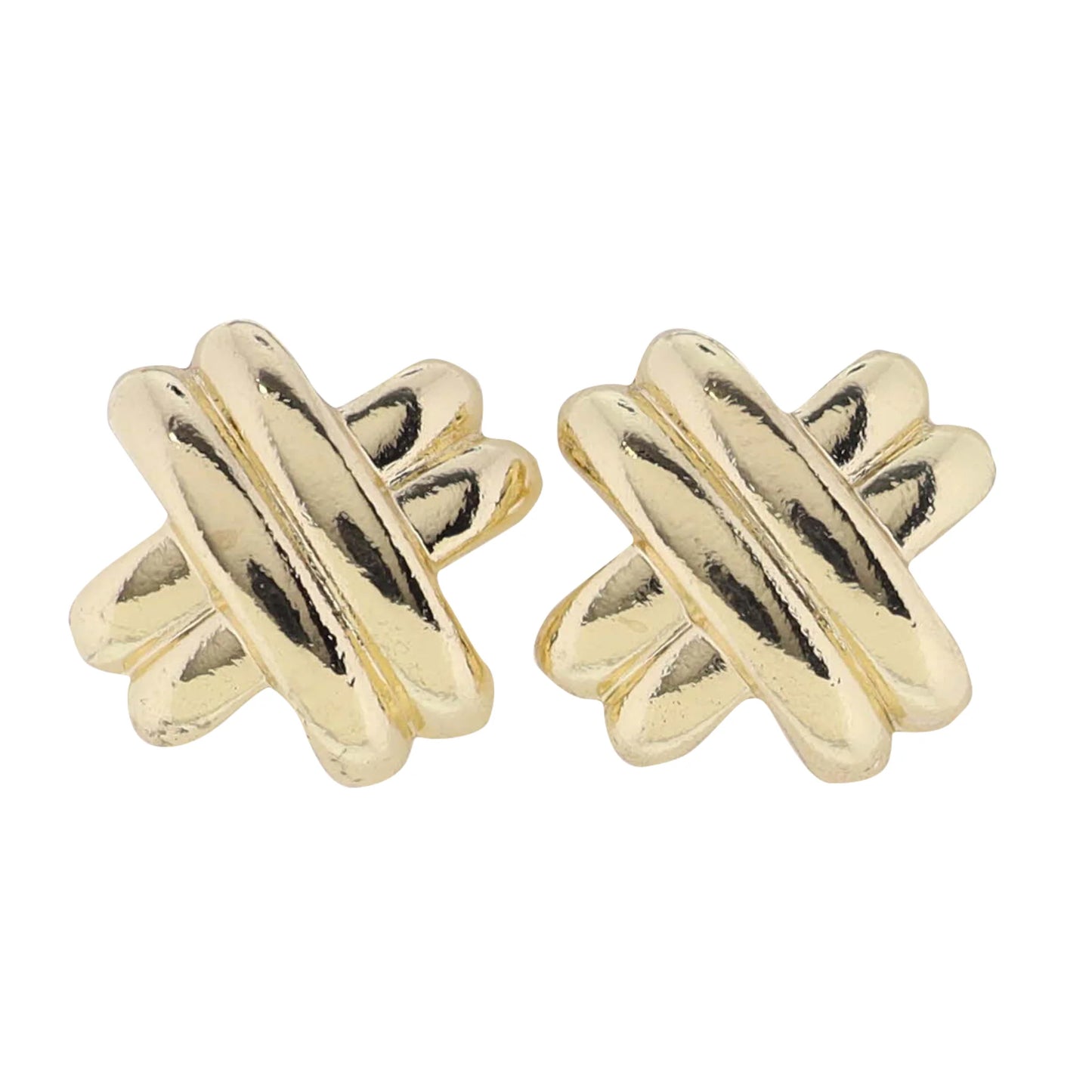 Gold Weave "X" Stud Earring