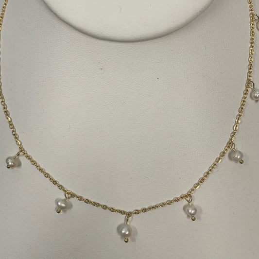 Freshwater Pearl Station 18" Link & Chain Necklace