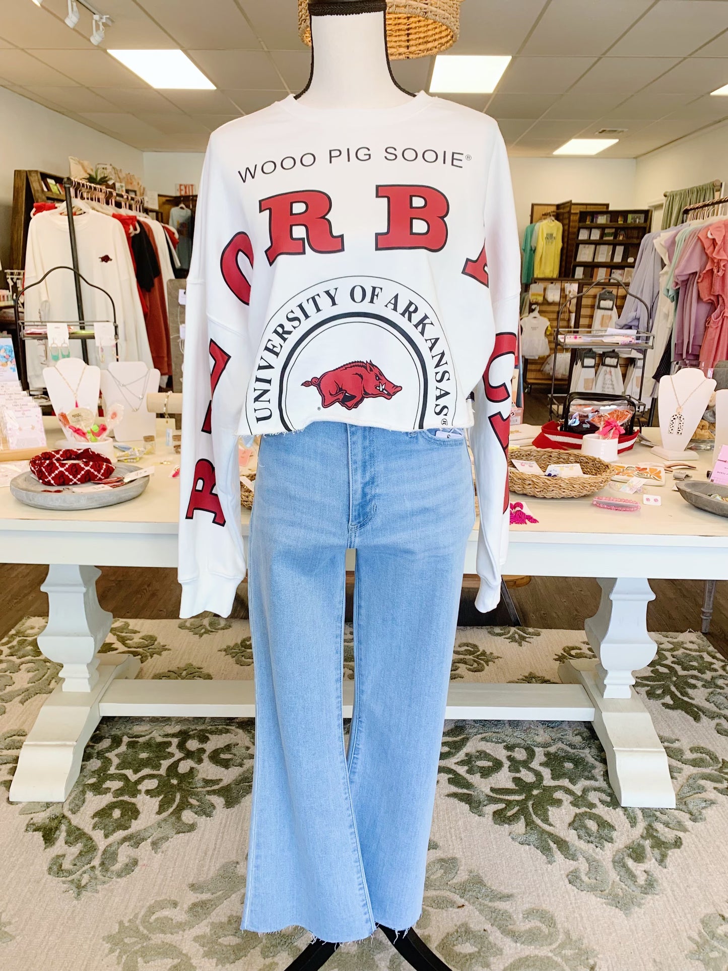Univ Arkansas Cropped Long sleeve